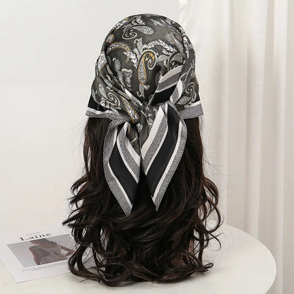 Bohemian Floral Silk Scarf - Tropical Leaf Head Wrap and Bandana - ZOOMNSTORE