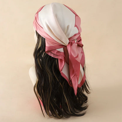 Bohemian Floral Silk Scarf - Tropical Leaf Head Wrap and Bandana - ZOOMNSTORE