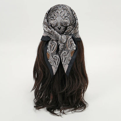 Bohemian Floral Silk Scarf - Tropical Leaf Head Wrap and Bandana - ZOOMNSTORE