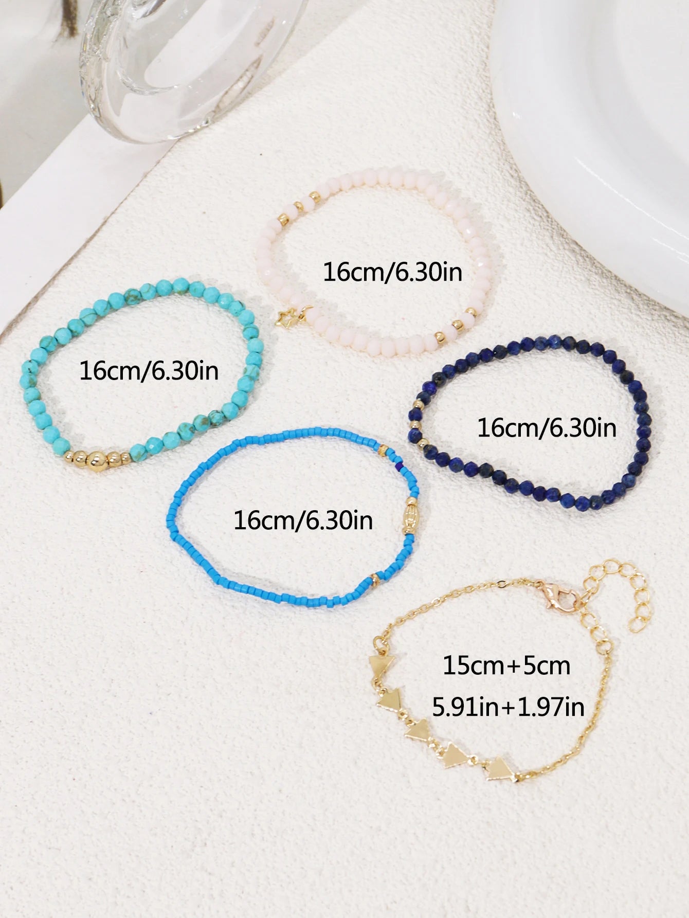 Bohemian Gold Glass Bead Stretch Bracelet Set - Handmade Vacation Jewelry for Girls - ZOOMNSTORE
