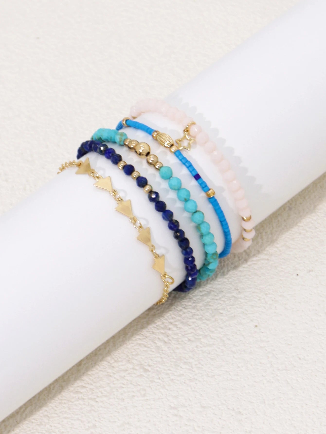 Bohemian Gold Glass Bead Stretch Bracelet Set - Handmade Vacation Jewelry for Girls - ZOOMNSTORE