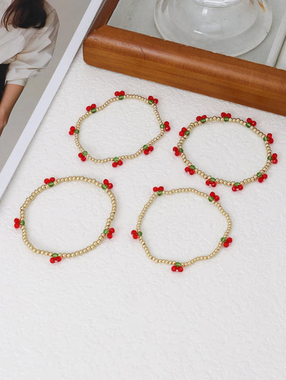 Bohemian Gold Glass Bead Stretch Bracelet Set - Handmade Vacation Jewelry for Girls - ZOOMNSTORE