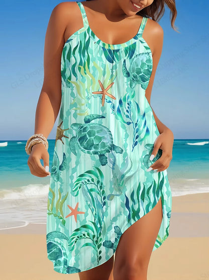 Bohemian Mini Dress - Womens Sleeveless Solid Color Beach Party Dress - ZOOMNSTORE