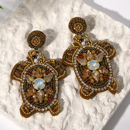 Bohemian Ocean Animal Earrings - Starfish Lobster Conch Seed Bead Drop Earrings for Women - ZOOMNSTORE