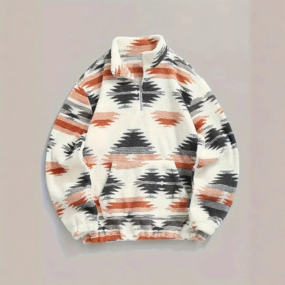 2024 Autumn/Winter New Printed Bohemian Zipper Plush Jacket Hoodie for Women - ZOOMNSTORE