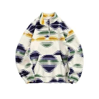 2024 Autumn/Winter New Printed Bohemian Zipper Plush Jacket Hoodie for Women - ZOOMNSTORE