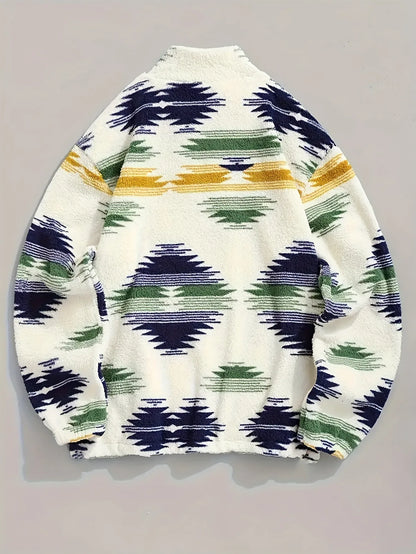 2024 Autumn/Winter New Printed Bohemian Zipper Plush Jacket Hoodie for Women - ZOOMNSTORE