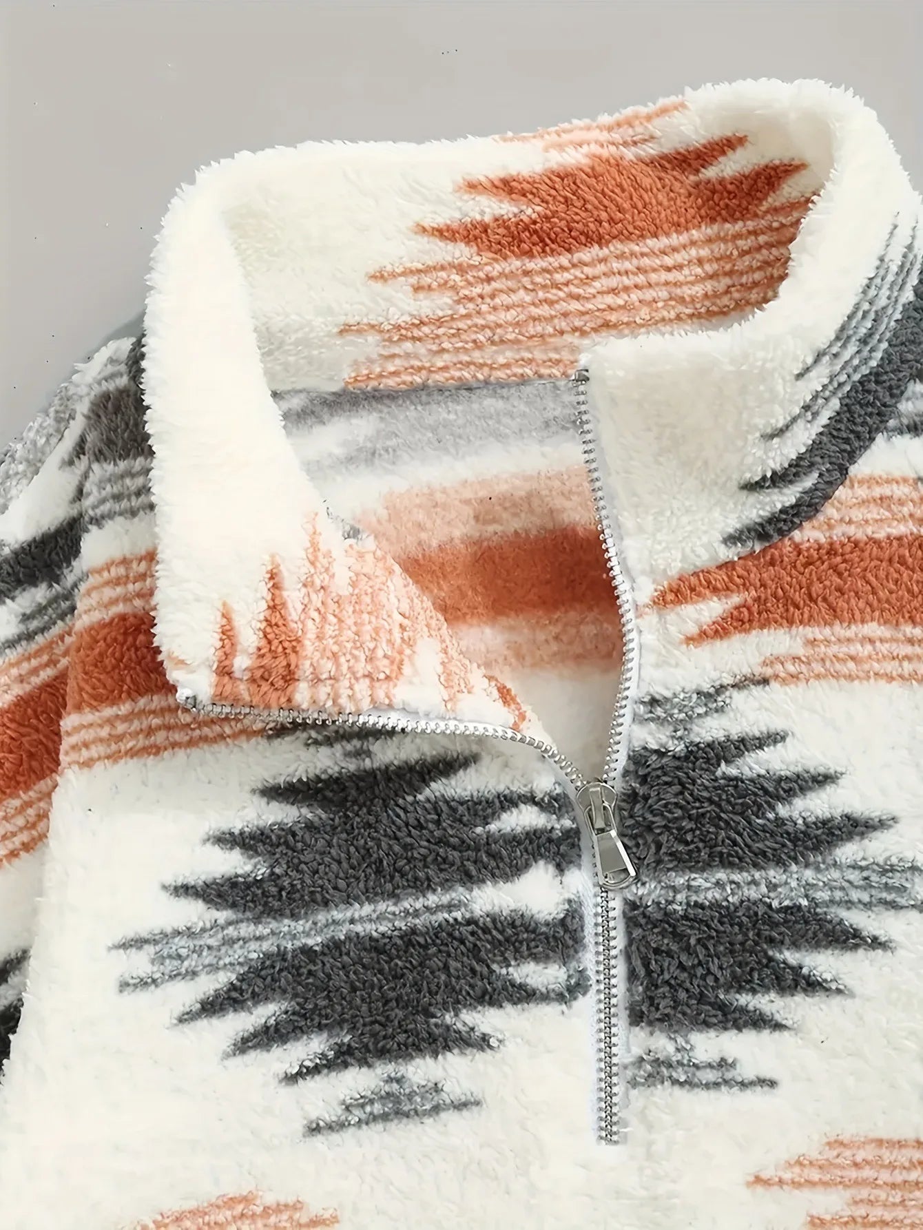 2024 Autumn/Winter New Printed Bohemian Zipper Plush Jacket Hoodie for Women - ZOOMNSTORE