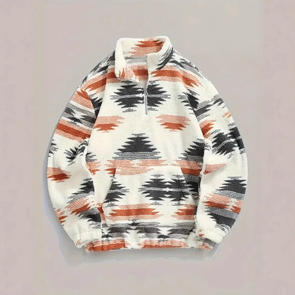 2024 Autumn/Winter New Printed Bohemian Zipper Plush Jacket Hoodie for Women - ZOOMNSTORE