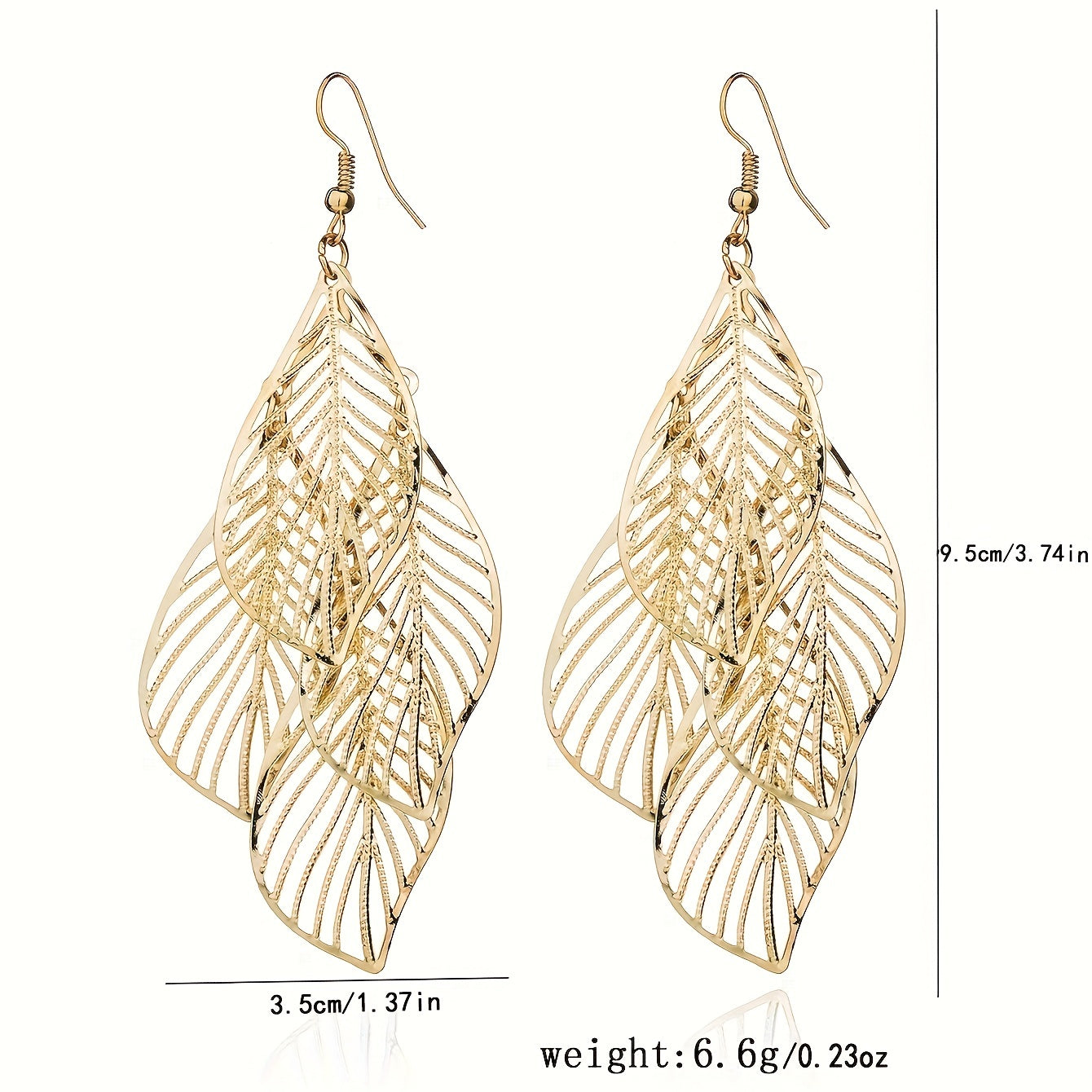 Boho Hollow Leaf Dangle Earrings - Multi-layer Golden Alloy Jewelry - ZOOMNSTORE