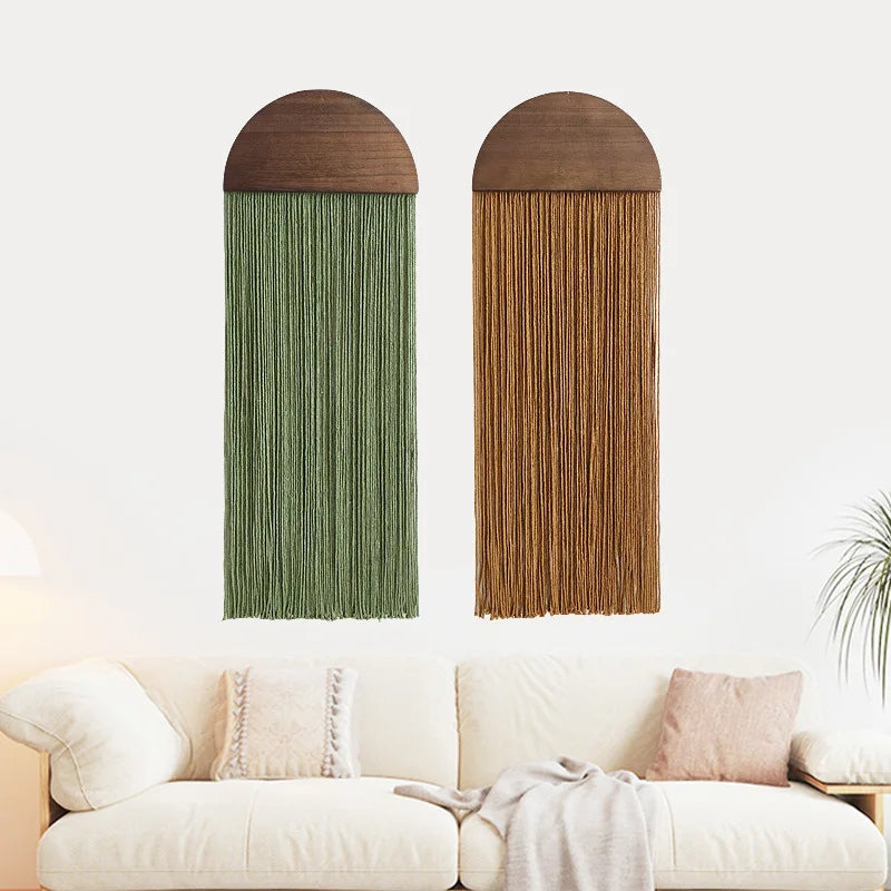 Macrame Wall Hanging - Colorful Half Moon Decor with Natural Wood for Boho Bedroom  Living Room - ZOOMNSTORE