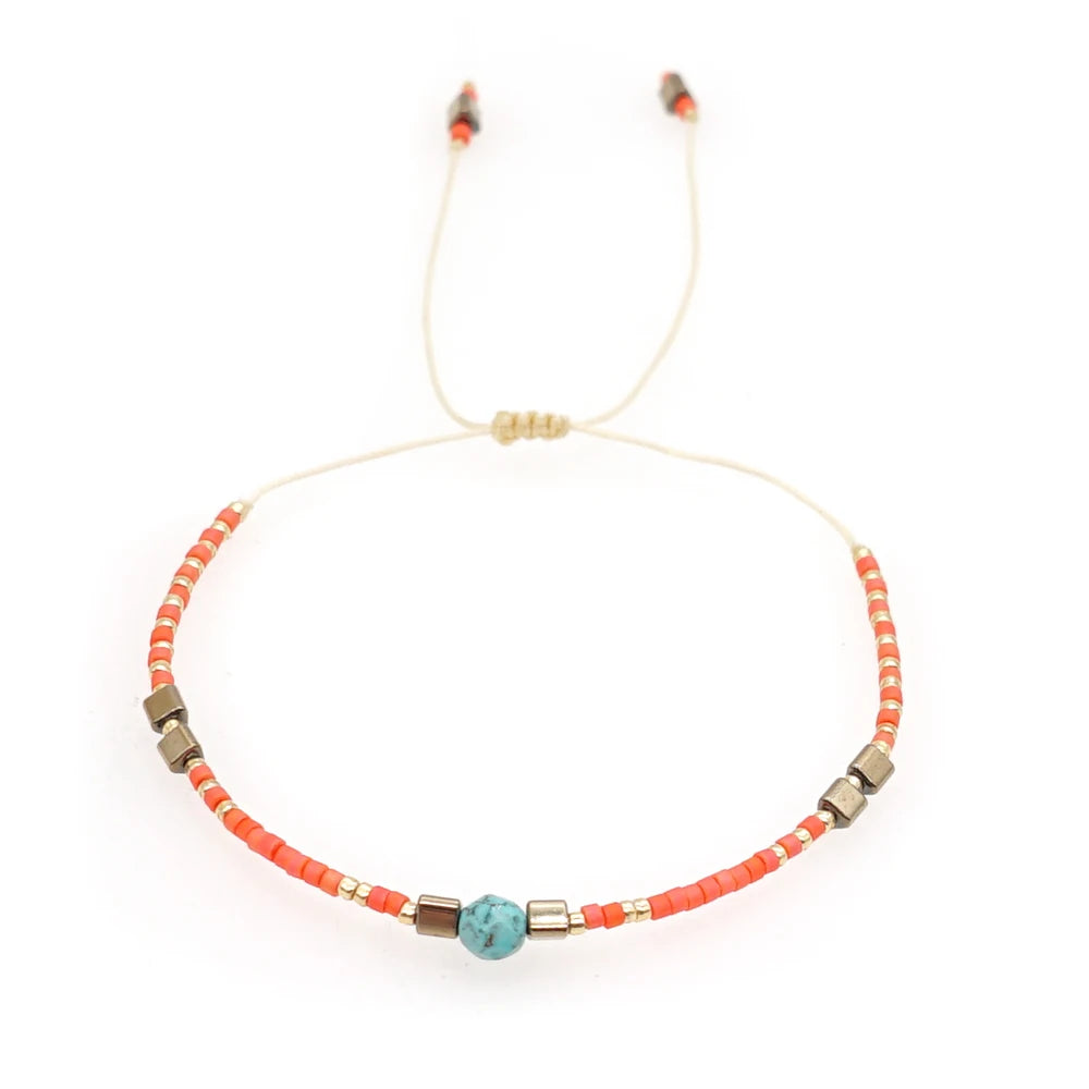 Boho Semi-Precious Stone Bracelet - Amber  Black Gallstone Fashion Gift for Women - ZOOMNSTORE