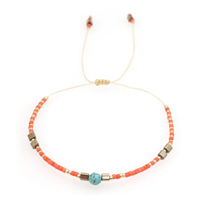 Boho Semi-Precious Stone Bracelet - Amber  Black Gallstone Fashion Gift for Women - ZOOMNSTORE