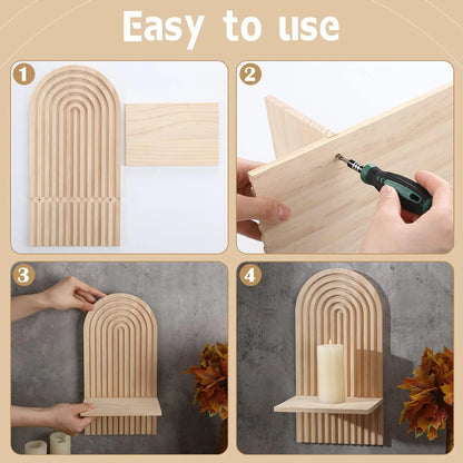 Boho Wooden Shelves - Floating Wall Shelf for Nursery Rainbow Decor - ZOOMNSTORE