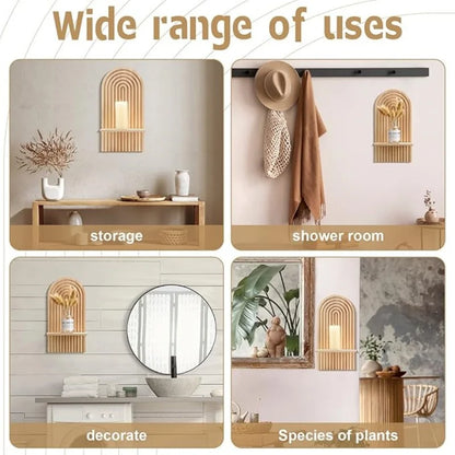 Boho Wooden Shelves - Floating Wall Shelf for Nursery Rainbow Decor - ZOOMNSTORE