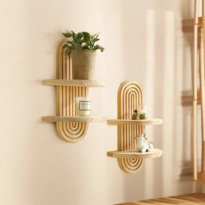 Boho Wooden Shelves - Floating Wall Shelf for Nursery Rainbow Decor - ZOOMNSTORE