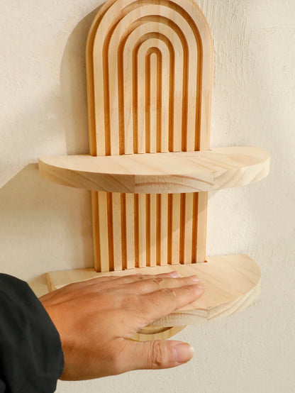 Boho Wooden Shelves - Floating Wall Shelf for Nursery Rainbow Decor - ZOOMNSTORE