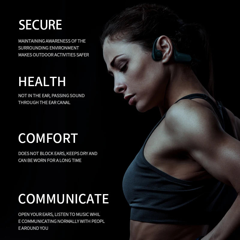 Bone Conduction Earphones - Wireless Sports Headphones With Bluetooth 5.3, Waterproof Ear Hook - ZOOMNSTORE
