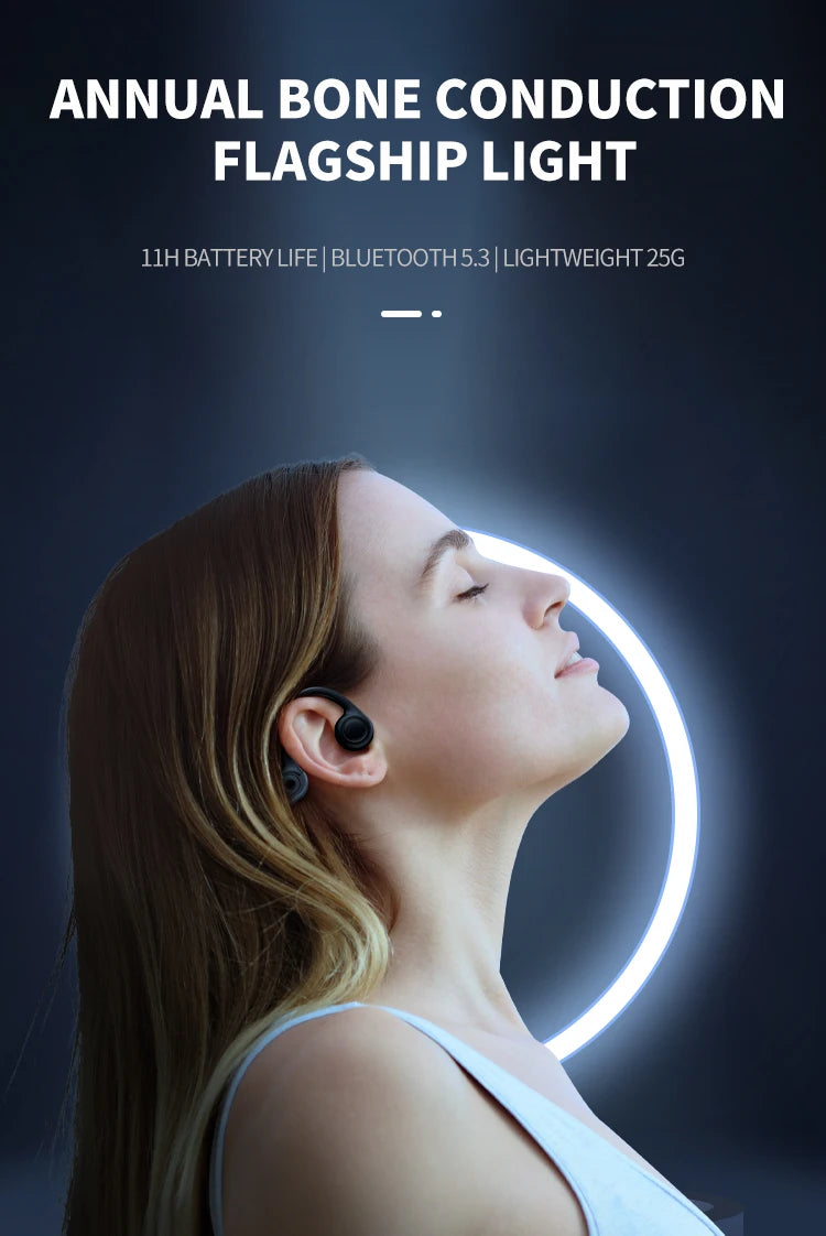 Bone Conduction Earphones - Wireless Sports Headphones With Bluetooth 5.3, Waterproof Ear Hook - ZOOMNSTORE