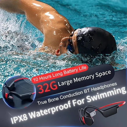 Bone Conduction Headphones - Waterproof Bluetooth 5.3 Wireless Swimming Headset With Mic - ZOOMNSTORE