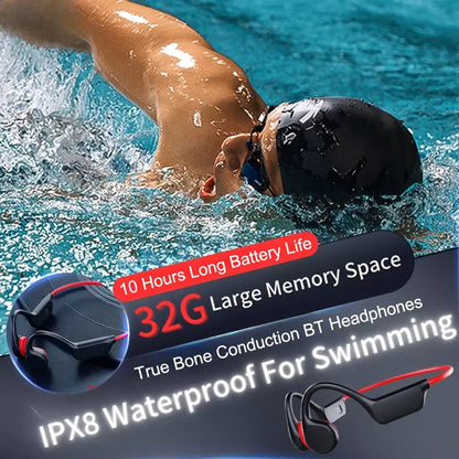 Bone Conduction Headphones - Waterproof Bluetooth 5.3 Wireless Swimming Headset With Mic - ZOOMNSTORE