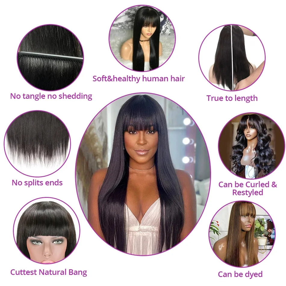 Bone Straight Human Hair Wig – 30 Inch Brazilian Remy Hair, 3x1 HD Lace Glueless Wig - ZOOMNSTORE