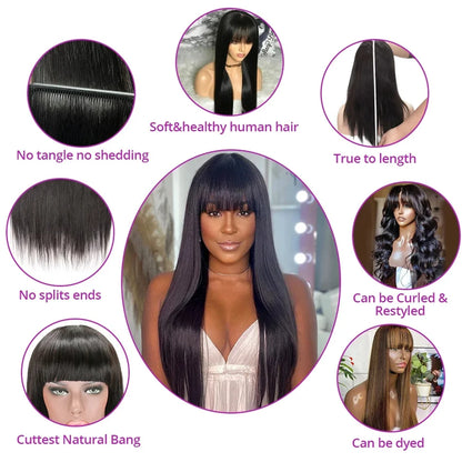 Bone Straight Human Hair Wig – 30 Inch Brazilian Remy Hair, 3x1 HD Lace Glueless Wig - ZOOMNSTORE
