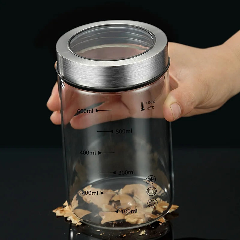 High Borosilicate Sealed Glass Bottle Kitchen Storage Jar Moisture-Proof Storage Box Household Coffee Bean Storage Jar seal pot - ZOOMNSTORE