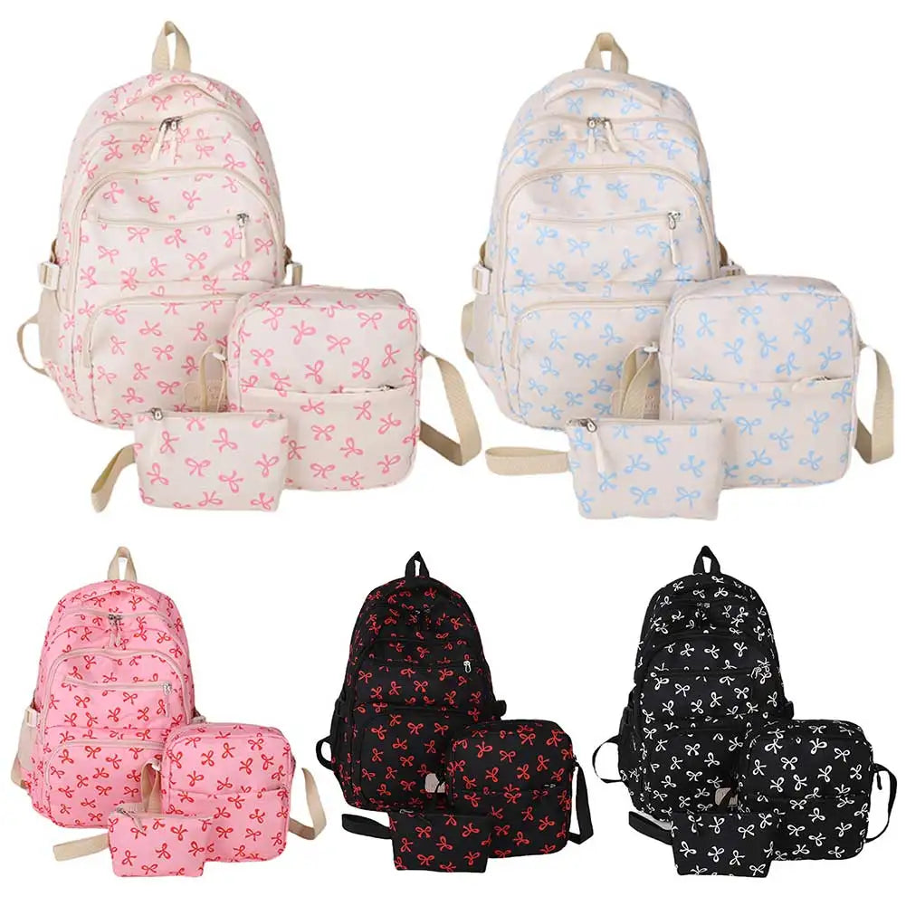 Bow Print Backpack Set - 3 Pcs with Crossbody Bag  Small Purse for Kids - ZOOMNSTORE