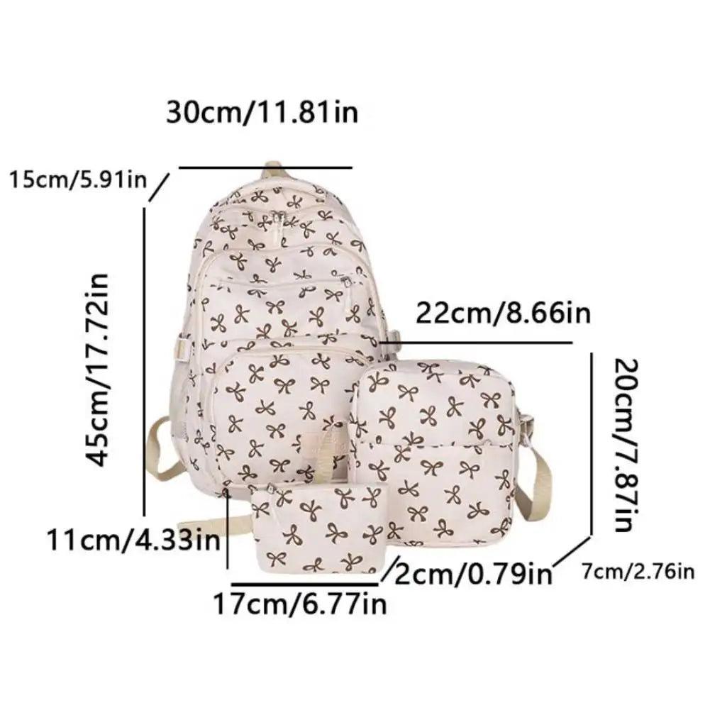 Bow Print Backpack Set - 3 Pcs with Crossbody Bag  Small Purse for Kids - ZOOMNSTORE
