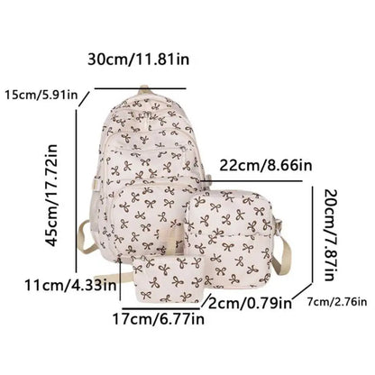 Bow Print Backpack Set - 3 Pcs with Crossbody Bag  Small Purse for Kids - ZOOMNSTORE