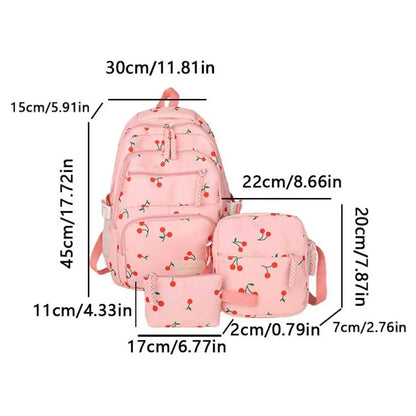 Bow Print Backpack Set - 3 Pcs with Crossbody Bag  Small Purse for Kids - ZOOMNSTORE