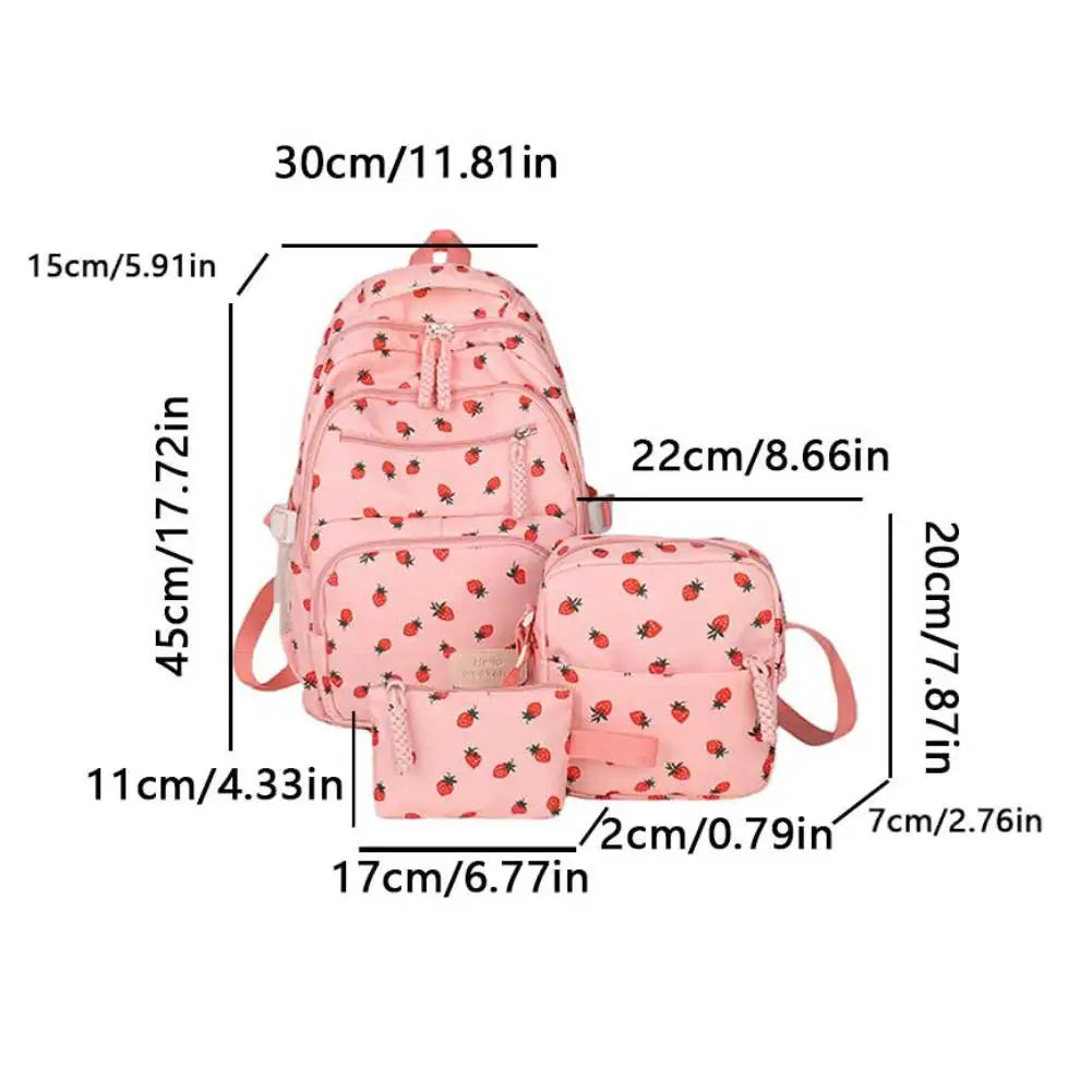 Bow Print Backpack Set - 3 Pcs with Crossbody Bag  Small Purse for Kids - ZOOMNSTORE