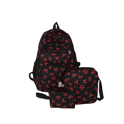 Bow Print Backpack Set - 3 Pcs with Crossbody Bag  Small Purse for Kids - ZOOMNSTORE