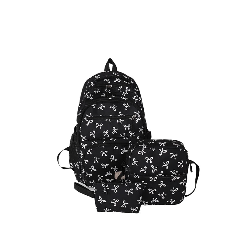 Bow Print Backpack Set - 3 Pcs with Crossbody Bag  Small Purse for Kids - ZOOMNSTORE