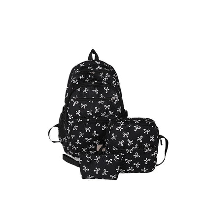 Bow Print Backpack Set - 3 Pcs with Crossbody Bag  Small Purse for Kids - ZOOMNSTORE