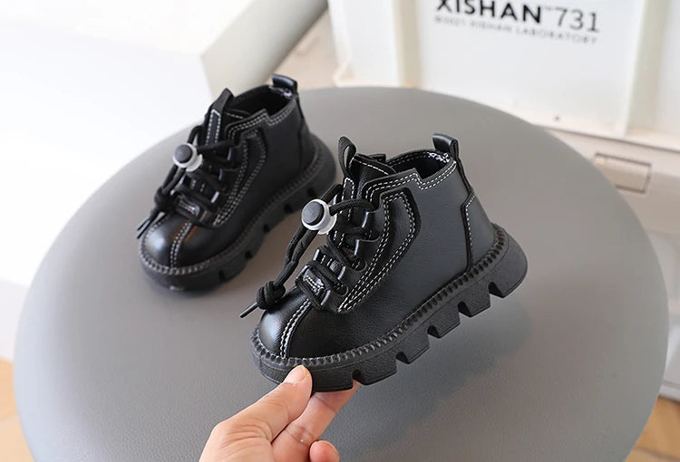 Boys Ankle Boots – Kids Winter Boots With Soft Rubber Sole & Lace-Up Style - ZOOMNSTORE