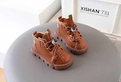 Boys Ankle Boots – Kids Winter Boots With Soft Rubber Sole & Lace-Up Style - ZOOMNSTORE