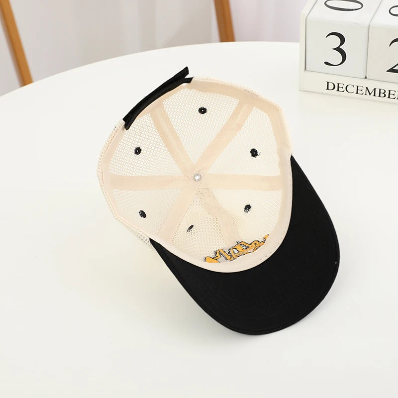 Summer Boys Baseball Hats Bulldozer Excavator Embroidered Child Cats Hip Hop Mesh Hat for 2-8Years Kids Sun Hat Snaback - ZOOMNSTORE