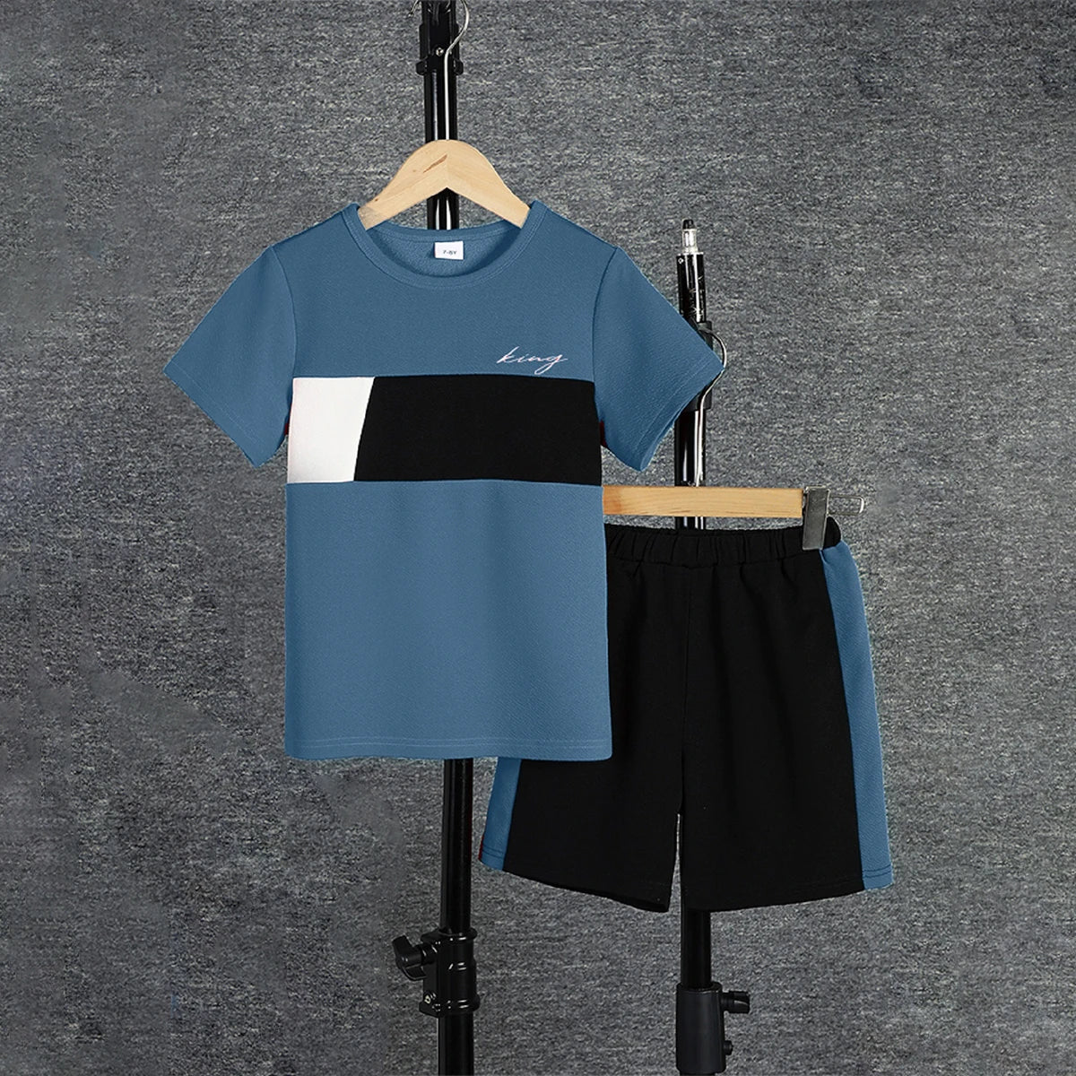 Boys Colorblock T-Shirt  Shorts Set - Comfy Summer Outfit - ZOOMNSTORE