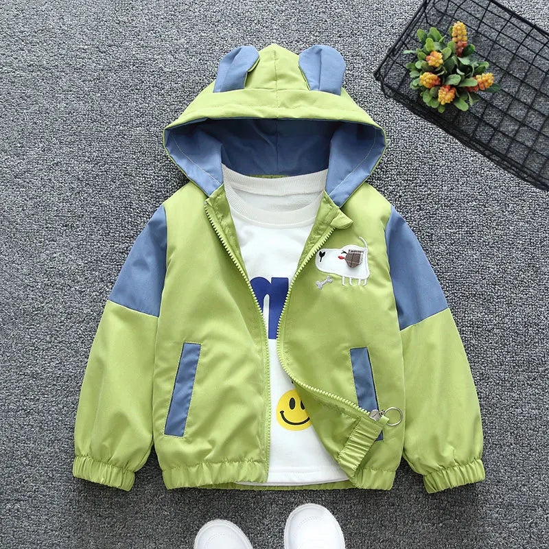Boys Casual Hooded Windbreaker Jacket - Kids Cartoon Outerwear 1-6 Years - ZOOMNSTORE