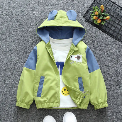 Boys Casual Hooded Windbreaker Jacket - Kids Cartoon Outerwear 1-6 Years - ZOOMNSTORE