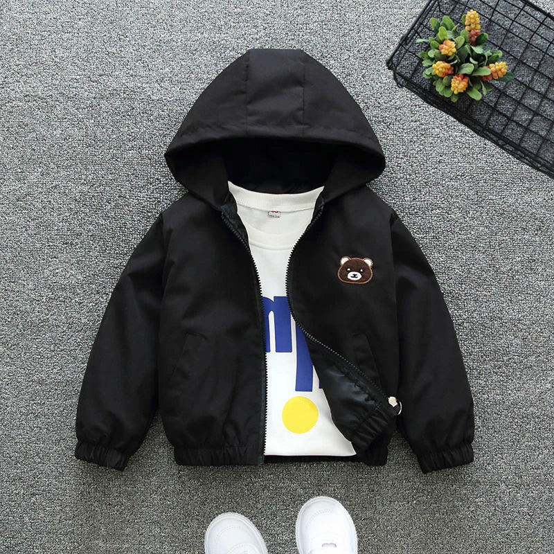 Boys Casual Hooded Windbreaker Jacket - Kids Cartoon Outerwear 1-6 Years - ZOOMNSTORE