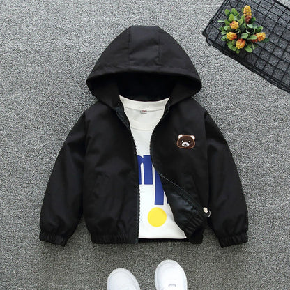 Boys Casual Hooded Windbreaker Jacket - Kids Cartoon Outerwear 1-6 Years - ZOOMNSTORE