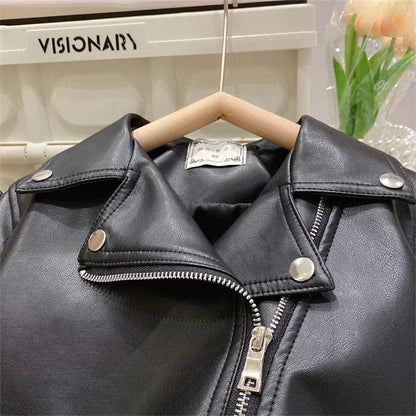 Boys Leather Jacket - Stylish PU Outerwear for Ages 2-8 - ZOOMNSTORE