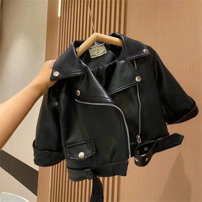 Boys Leather Jacket - Stylish PU Outerwear for Ages 2-8 - ZOOMNSTORE