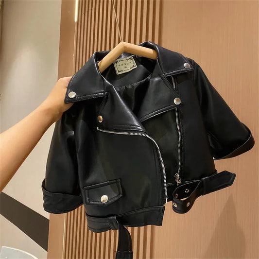 Boys Leather Jacket - Stylish PU Outerwear for Ages 2-8 - ZOOMNSTORE
