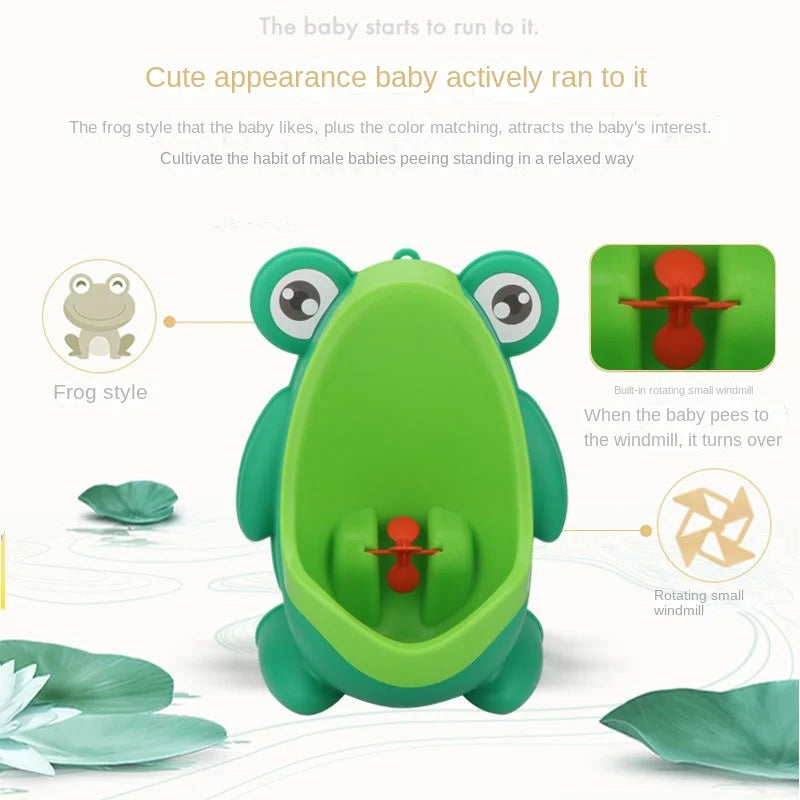 Boys Standing Potty - Wall Mounted Urinal Cartoon Frog Shape for Toddler Pee Training - ZOOMNSTORE