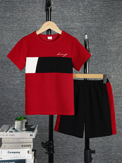 Boys Colorblock T-Shirt  Shorts Set - Comfy Summer Outfit - ZOOMNSTORE