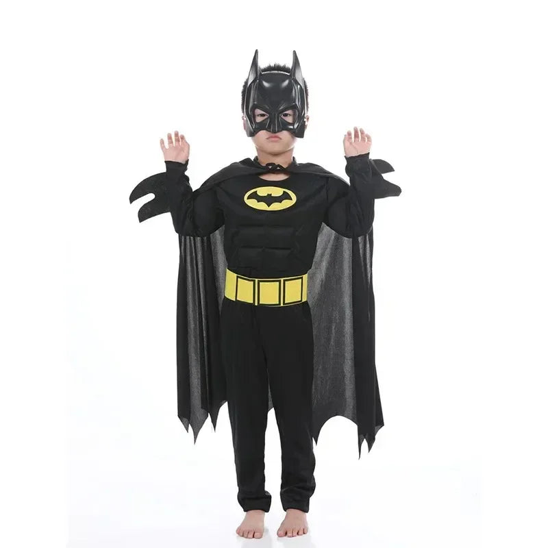 Kids Boys Muscle Costumes with Mask Cloak Movie Character Superhero Cosplay Halloween Party Role Play - ZOOMNSTORE